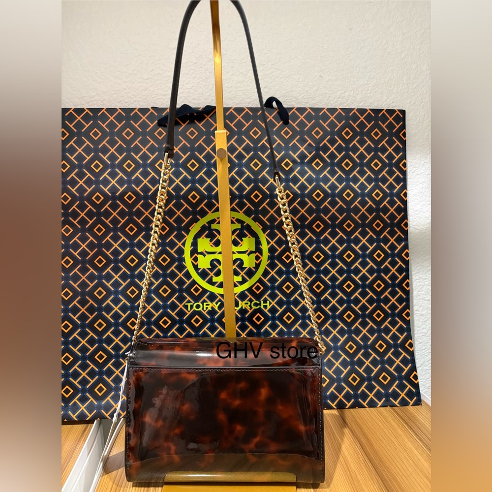 Tory Burch Brown Tortoise chain wallet Bag - Picture 7 of 11